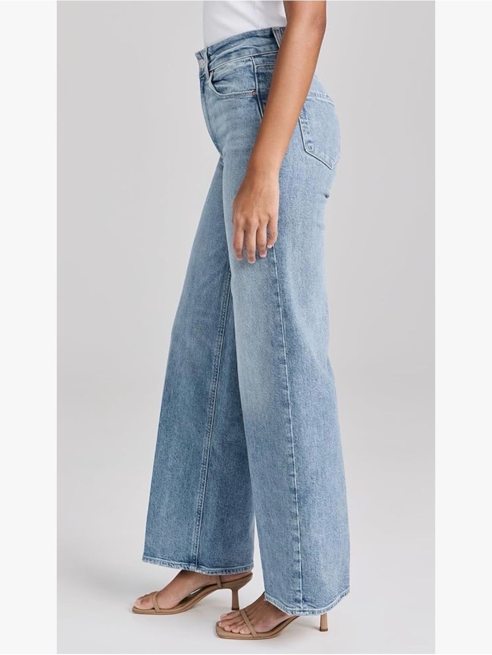PAIGE Light Wash High-Rise Wide Leg Jeans - Picture 3 of 16